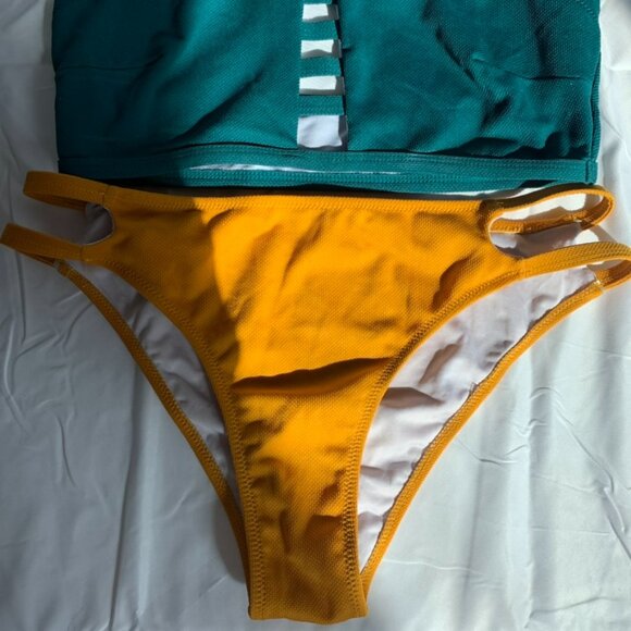 High Neck Swim Bikini Set with Cut Outs - Picture 4 of 9